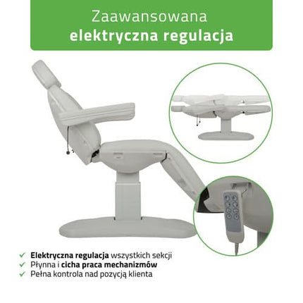 Elektrinis kosmetologinis krėslas HABYS RAVIA PRO 3, pilkas - iš arti