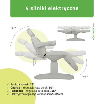 Elektrinis kosmetologinis krėslas HABYS RAVIA PRO 3, pilkas - nuotrauka 5