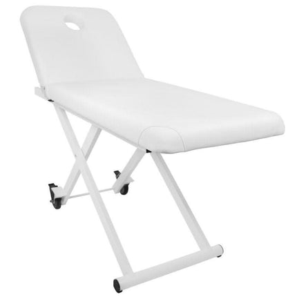 AZZURRO 329E baltas gultas su 1 varikliu – profesionalus masažo baldas ergonomiškam darbui salonuose ir klinikose