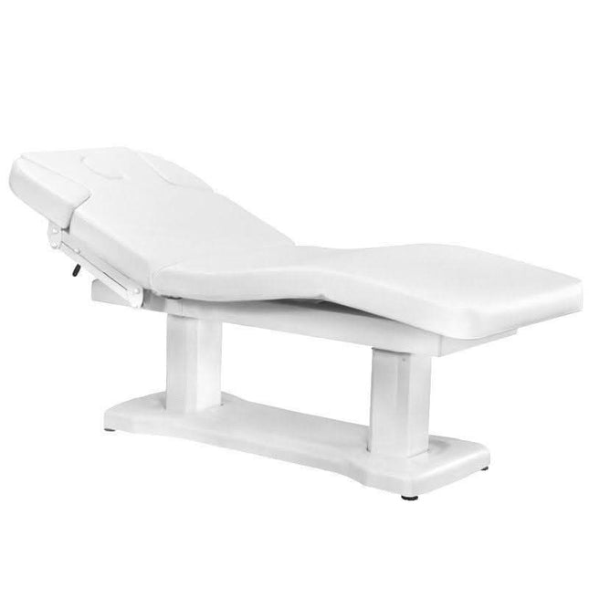 AZZURRO elektrinis masažo gultas SPA 818A 4 variklių baltas, aukščio reguliavimas 65–83 cm, eko oda