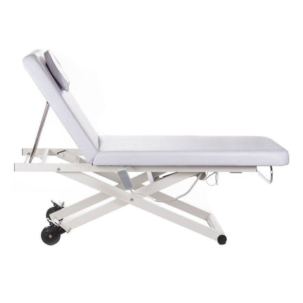 Baltas elektrinis kosmetologinis stalas BY-1041 – ergonomiška konstrukcija reabilitacijos ir SPA kabinetams