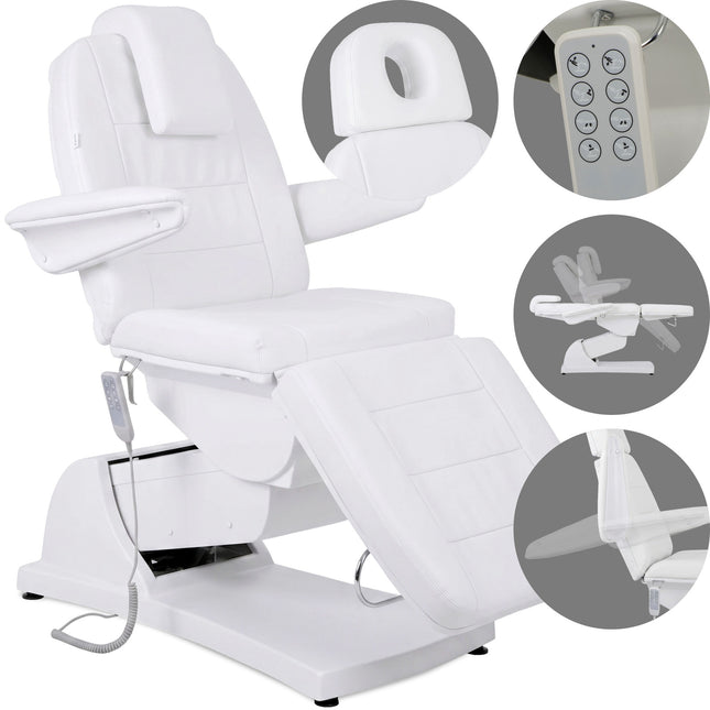 Elektriskais kosmetoloģiskais krēsls VELORA PRO 4 Touch Core K301, 4 motori, balts