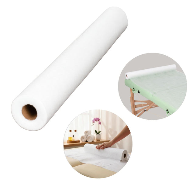 Vienkartinė neaustinė paklodė 60 cm × 50 m, 15 g/m², balta