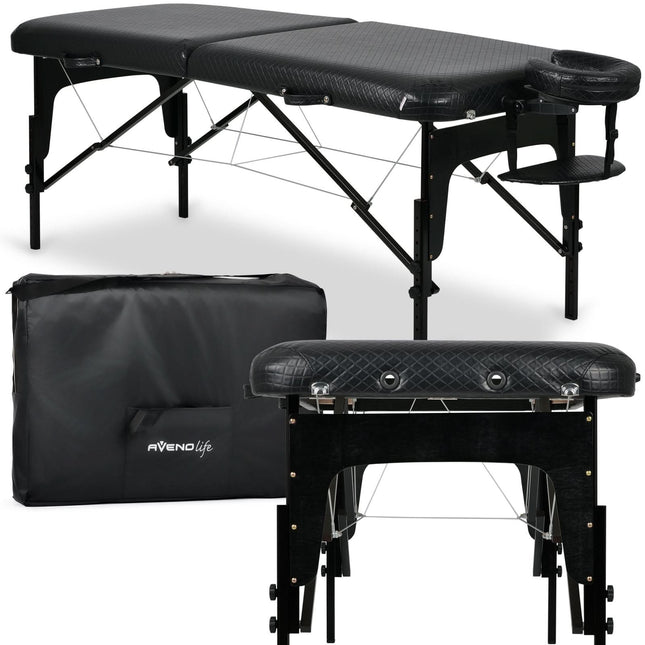 Masažo stalas sulankstomas ESTETIC BLACK 75 cm, juodas