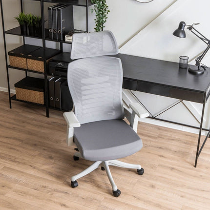 Mebel Elite CARET 2 ergonominė kėdė pilkos spalvos – ilgalaikiam darbui prie stalo