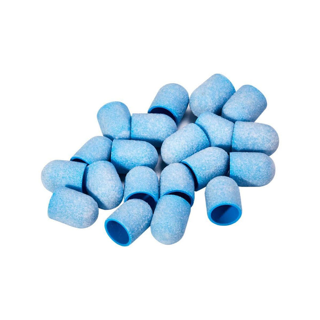 EXO Blue Med Cap abrazyvinės šlifavimo kepurėlės pedikiūrui 10mm /150 – vienkartiniai antgaliai, 20 vnt.