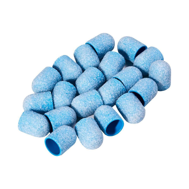 EXO Blue Med Cap šlifavimo kepurėlės pedikiūrui 13mm/60 abrazyviniai antgaliai 20vnt – vienkartinio naudojimo podologams