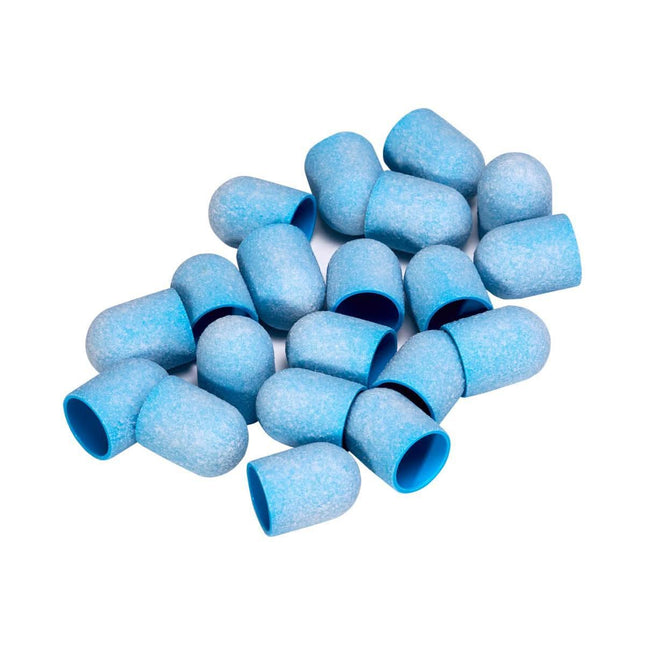 EXO Blue Med Cap šlifavimo kepurėlės 13mm 150 granuliacijos 20vnt manikiūrui ir pedikiūrui profesionalams