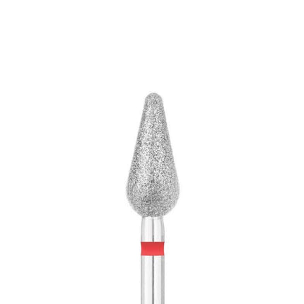 EXO PRO raudonas lašo formos deimantinis antgalis 5 mm – saloninis frezas nuospaudoms ir nagų formavimui