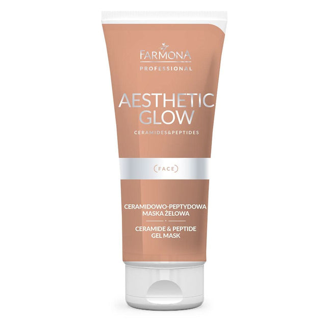 FARMONA AESTHETIC GLOW keramidinė-peptidinė gelio kaukė 200 ml – šviesianti veido kaukė su peptidais salonų procedūroms