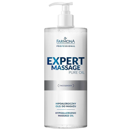 FARMONA EXPERT MASSAGE Pure Oil masažo aliejus 500 ml – hipoalerginis profesionalus kūno ir veido masažo aliejus salonams