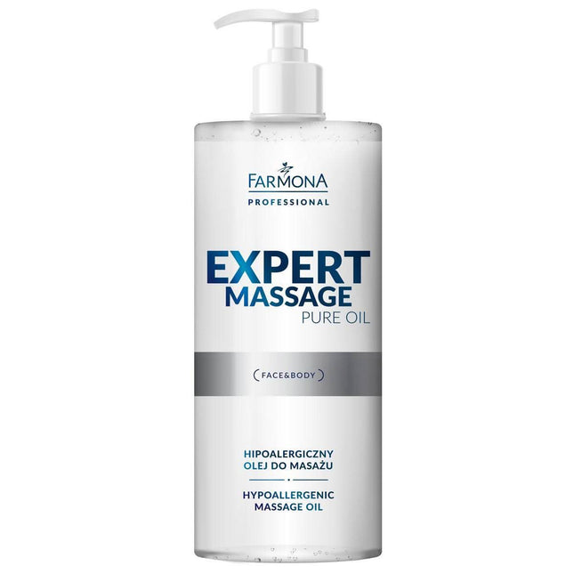 FARMONA EXPERT MASSAGE Pure Oil masažo aliejus 500 ml – hipoalerginis profesionalus kūno ir veido masažo aliejus salonams