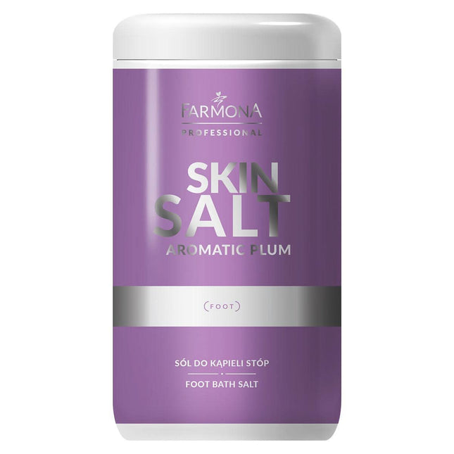 FARMONA SKIN SALT AROMATIC PLUM pėdų vonelės druska 1400g su slyvų ekstraktu – profesionali pedikiūro priemonė salonams