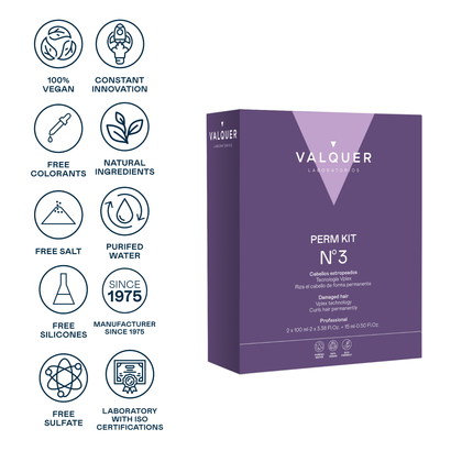 Valquer cheminio permanento rinkinys 3 dalių – atkuriamoji formulė pažeistiems plaukams, 210 ml komplektas