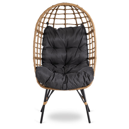 Mebel Elite COCOON MADISON sodo krėslas – pilkas boho dizaino poilsio baldas moderniai terasos erdvei