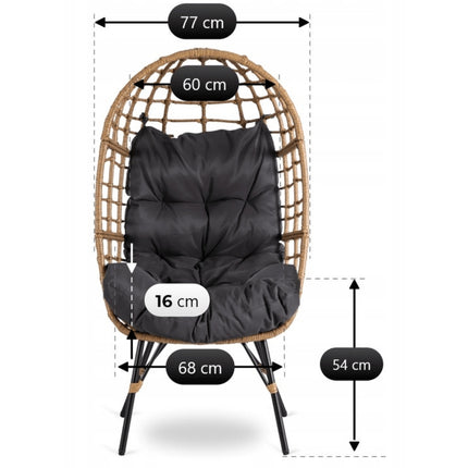 Mebel Elite COCOON MADISON krėslas – modernus boho dizainas pilkoje gamoje sodui ir terasai