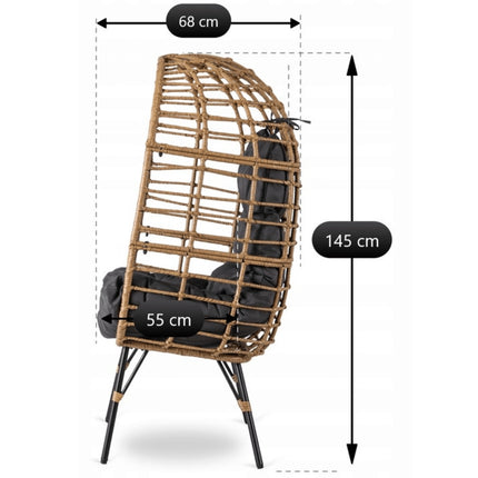 Boho stiliaus sodo krėslas COCOON MADISON – Mebel Elite pilkos spalvos ergonomiškas lauko baldas