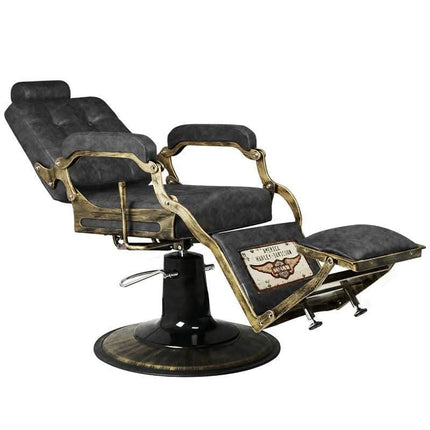 GABBIANO BOSS HD OLD juoda kėdė barberių salonui – funkcionalus ir stilingas darbo baldas