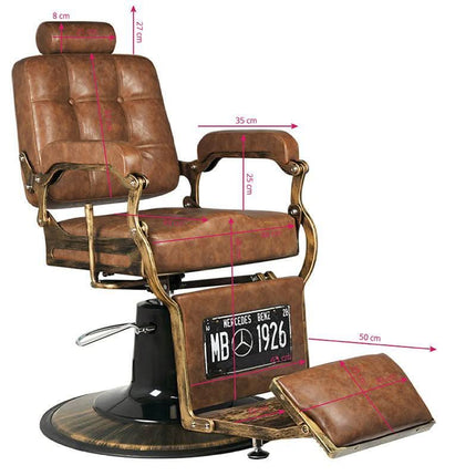 GABBIANO BOSS OLD barberio kėdė – ergonomiški baldai greita darbo vietos pritaikymas salone