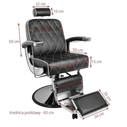 IMPERIAL barberio kėdė juoda – GABBIANO ergonomiški baldai plaukų priežiūros ir skutimo procedūroms