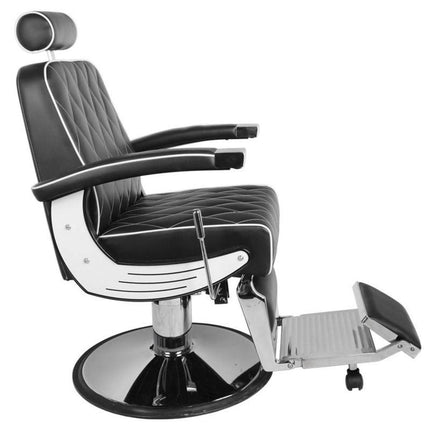 Juoda GABBIANO IMPERIAL barberio kėdė – ergonomiškas dizainas ilgoms skutimo procedūroms salone