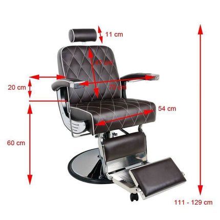 Profesionali GABBIANO IMPERIAL barberio kėdė ruda – hidraulinis mechanizmas ir ergonomiška konstrukcija