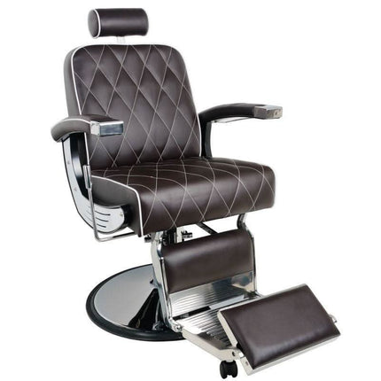 GABBIANO IMPERIAL hidraulinė barberio kėdė ruda – profesionali kėdė barbershopui su reguliuojama atrama