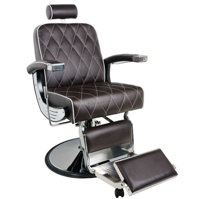 GABBIANO IMPERIAL hidraulinė barberio kėdė ruda – profesionali kėdė barbershopui su reguliuojama atrama