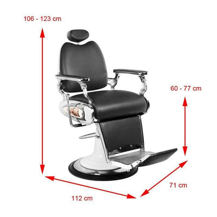 GABBIANO MOTO STYLE kėdė su reguliuojama kojų atrama – funkcionalus baldas barber salonui