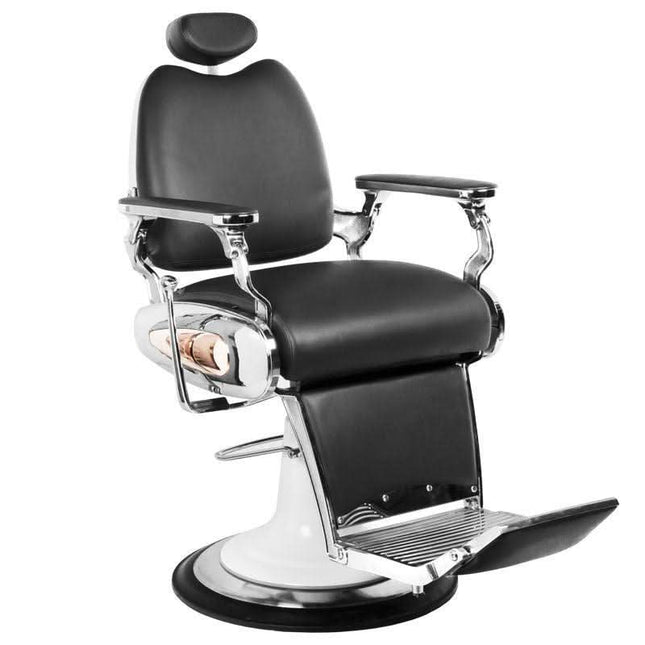 GABBIANO MOTO STYLE juoda barberio kėdė su motociklinio dizaino elementais kirpyklai
