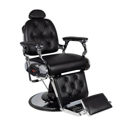 GABBIANO barberio kėdė PIETRO juoda hidraulinė – profesionali kėdė barberių salonui su motociklo dizainu
