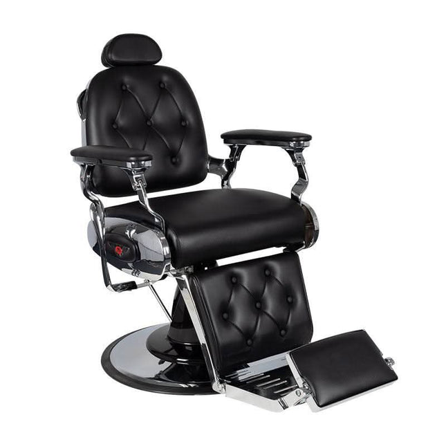 GABBIANO barberio kėdė PIETRO juoda hidraulinė – profesionali kėdė barberių salonui su motociklo dizainu