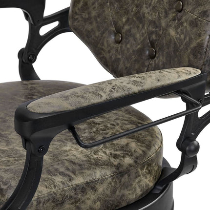 GABBIANO PRESIDENT OLD LEATHER kėdė – žalia spalva moderniam ar vintažiniam barber interjeriui