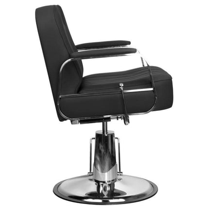 Profesionali hidraulinė kėdė GABBIANO RUFO barberių salonui – lengvai valoma juoda dirbtinė oda