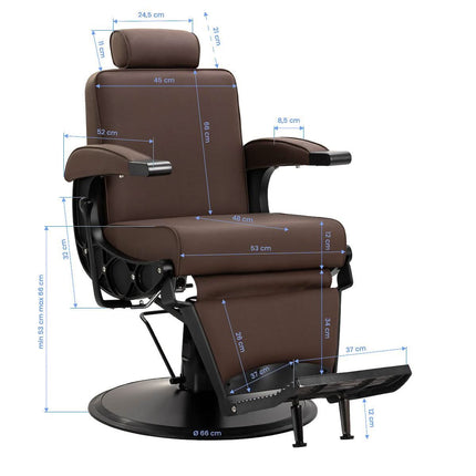Rudos spalvos GABBIANO CONTINENTAL hidraulinė kėdė – puikus pasirinkimas barber salonui, siekiančiam premium lygio estetikos