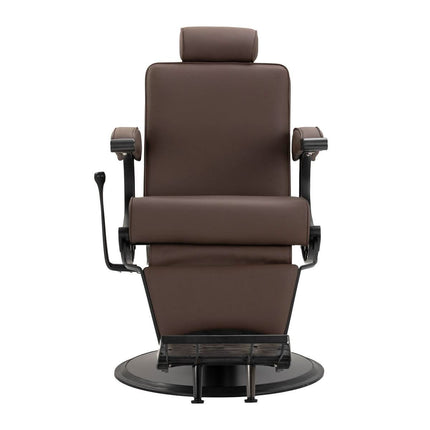 GABBIANO CONTINENTAL rudos spalvos barberio kėdė – stilingas retro dizainas šiuolaikiniam barber salonui