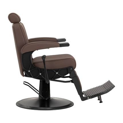 GABBIANO CONTINENTAL barberio kėdė iš šono – ergonomiška atrama nugarai ir kojoms vyriškame salone