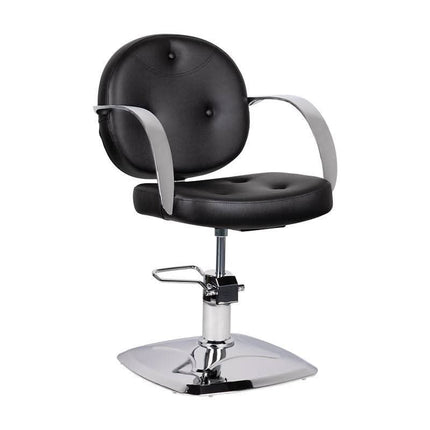 GABBIANO ASTI juoda kirpyklos kėdė barberio salonui – ergonomiška, eko oda, ilgaamžė konstrukcija