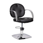 GABBIANO ASTI juoda kirpyklos kėdė barberio salonui – ergonomiška, eko oda, ilgaamžė konstrukcija