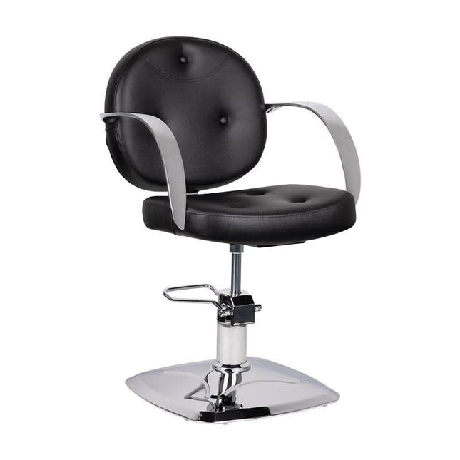 GABBIANO ASTI juoda kirpyklos kėdė barberio salonui – ergonomiška, eko oda, ilgaamžė konstrukcija