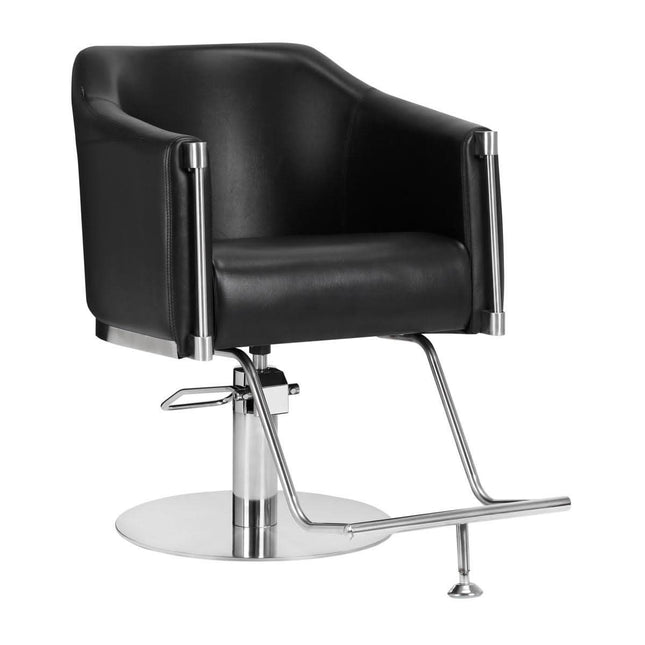 GABBIANO kirpyklos kėdė BURGOS juoda – ergonomiška, patvari profesionaliems kirpyklų salonams