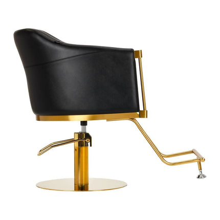 GABBIANO BURGOS kirpėjo kėdė su auksinėmis detalėmis – elegantiška ir ergonomiška salonų įranga