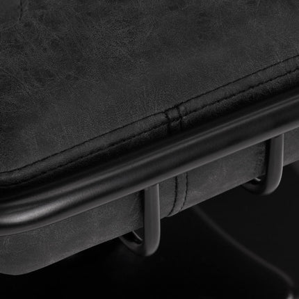 GABBIANO KATANIA LOFT: profesionali juoda kėdė kirpyklai, OLD LEATHER apdaila, greitas valymas tarp klientų