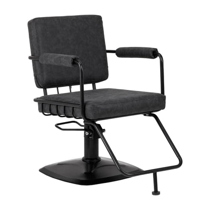 GABBIANO kirpyklos kėdė KATANIA LOFT OLD LEATHER juoda – ergonomiška saloninio darbo kėdė su patvariomis odinėmis apmušalomis