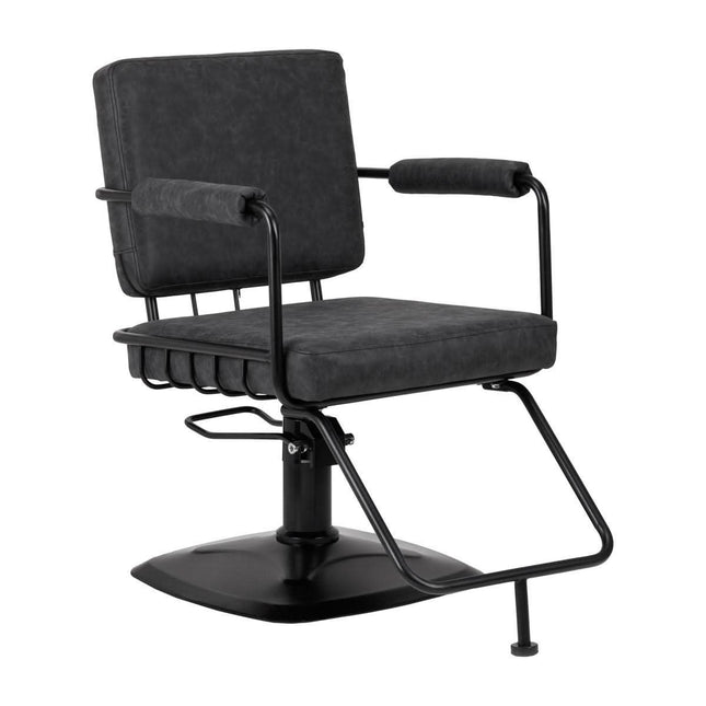 GABBIANO kirpyklos kėdė KATANIA LOFT OLD LEATHER juoda – ergonomiška saloninio darbo kėdė su patvariomis odinėmis apmušalomis