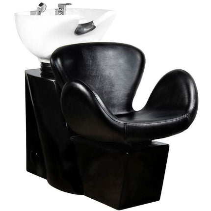GABBIANO kirpyklos plautuvė AMSTERDAM juoda – ergonomiška baldų įranga salonui su eko odos sėdyne