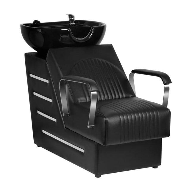 GABBIANO BLACK ORLEAN kirpyklos plautuvė juoda – ergonomiška salonų baldai su eko odos sėdyne
