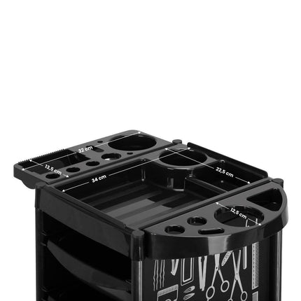 Juodas GABBIANO saloninis vežimėlis GRAFIKA X11-9 – patvarus ABS plastikas kasdieniam darbui