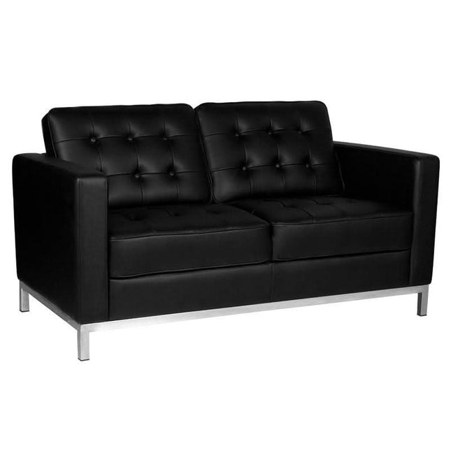GABBIANO BM18019 laukiamojo minkštasuolis juoda eko oda – dviviete sofa salonų laukiamiesiems