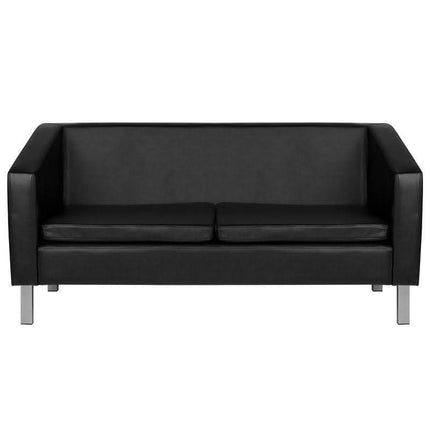 GABBIANO laukiamojo sofa salone – juoda eko oda, patogu keliems klientams laukti